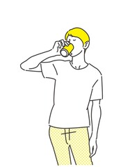 缶ビール（缶酎ハイ・缶ジュース）を飲む男性のイラスト ベクター 