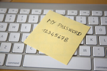 Easy Password concept. My password 123456 written on a paper with marker.
