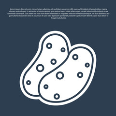 Blue line Potato icon isolated on blue background. Vector