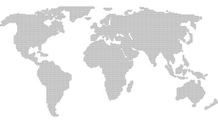 World map vector,  hextagon globe map stock illustration