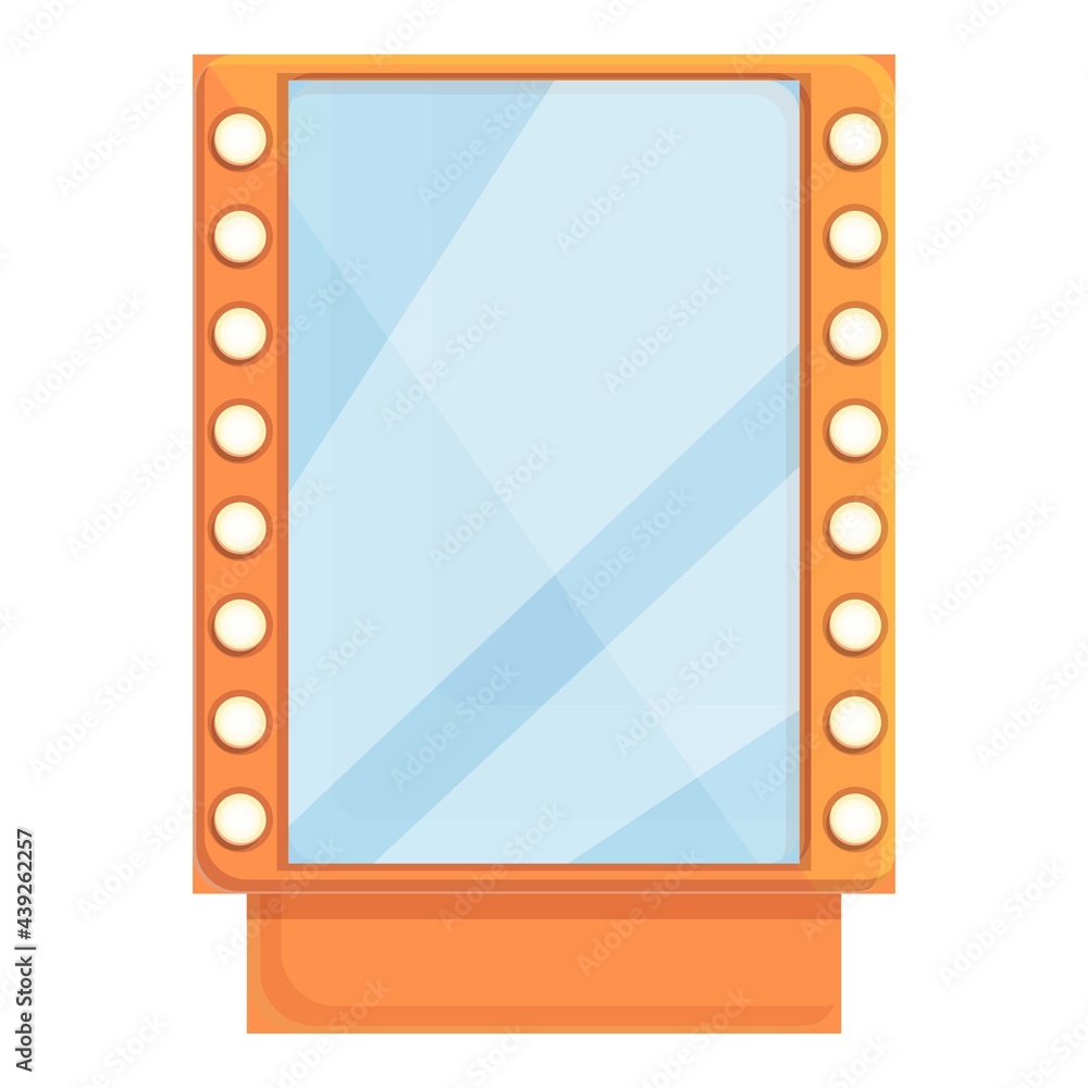 Poster illuminated mirror icon. cartoon of illuminated mirror vector icon for web design isolated on white 