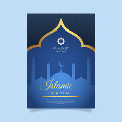 Islamic new year vertical poster. - Vector.