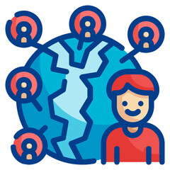 worldwide fill outline icon