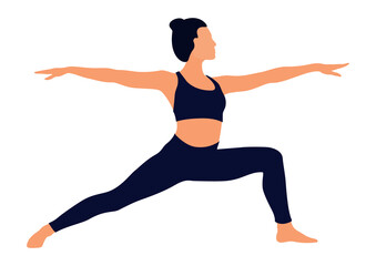 Fototapeta na wymiar Faceless image of a girl doing yoga or fitness. Vector illustration.