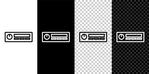 Set line Car Audio icon isolated on black and white background. Fm radio car audio icon. Vector