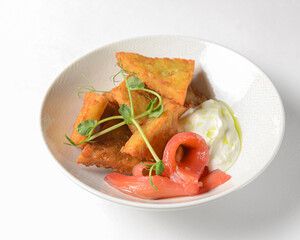 Potato pancakes Hashbrown. Vegetable fritters, latkes, draniki