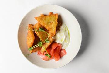 Potato pancakes Hashbrown. Vegetable fritters, latkes, draniki