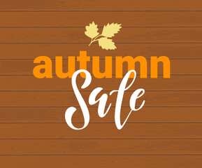 Autumn Fall Season Sale Ad Banner. Colorful fall leaves and advertising discount text. Vector background design.