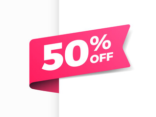 50% Off Shopping Vector Ribbon