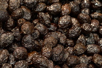 Close-up black olives. Food background