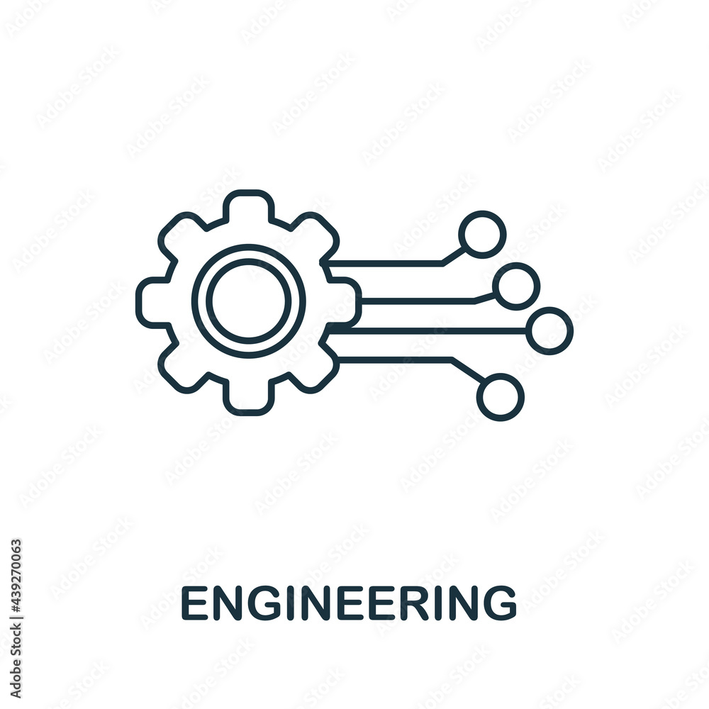 Poster engineering line icon. creative outline design from artificial intelligence icons collection. thin e