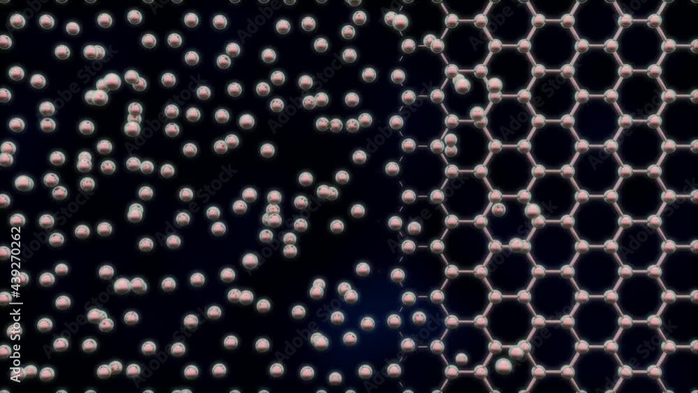 Aufkleber loop 3d animation of an abstract technological background. formation of a graphene, carbon lattice. 