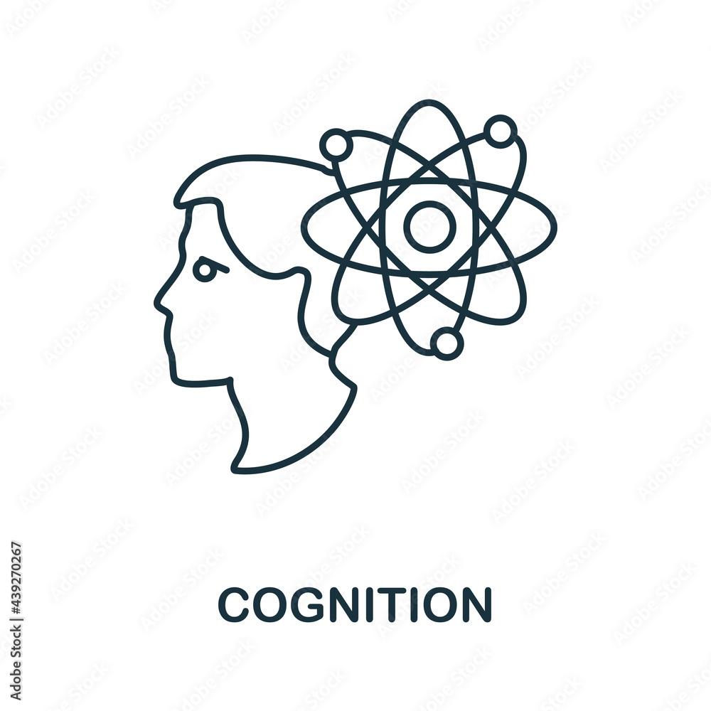 Poster cognition line icon. creative outline design from artificial intelligence icons collection. thin cog