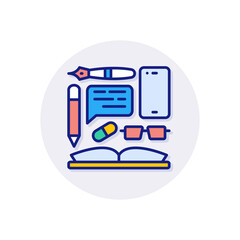 Reading Books icon in vector. Logotype