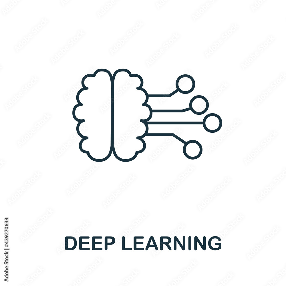 Poster deep learning line icon. creative outline design from artificial intelligence icons collection. thin