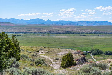 Fototapeta na wymiar An overlooking landscape view of Madison Buffalo Jump SP, Montana