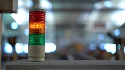 Alarm light over the machine station in factory