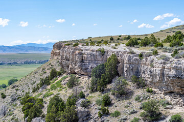 An overlooking landscape view of Madison Buffalo Jump SP, Montana
