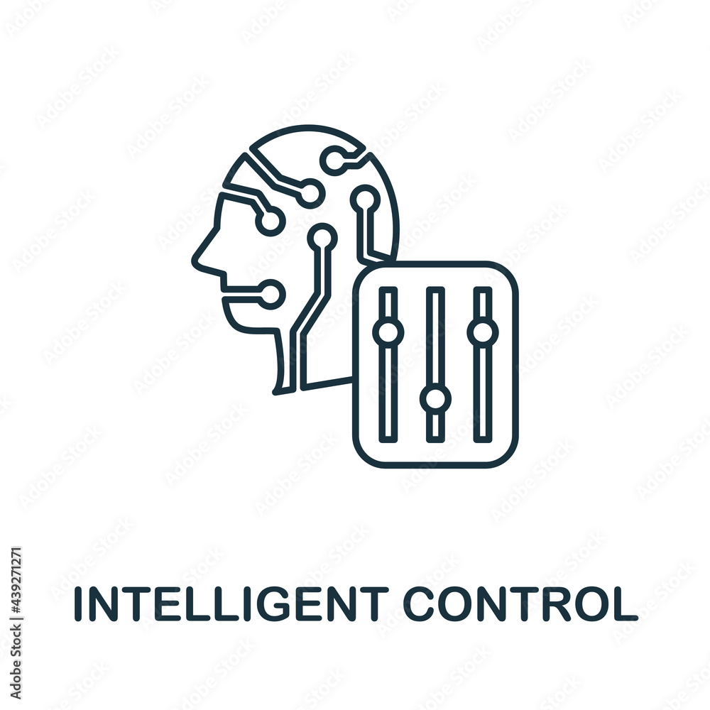 Poster intelligent control line icon. creative outline design from artificial intelligence icons collection