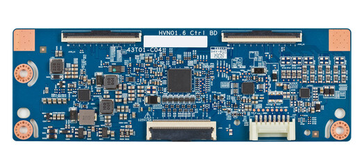 Electronic board with radio parts, connectors, slots and chip processor from electronic device...