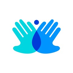 hand wing human overlapping overlay logo vector icon illustration