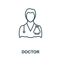 Doctor line icon. Thin style element from medicine icons collection. Outline doctor icon