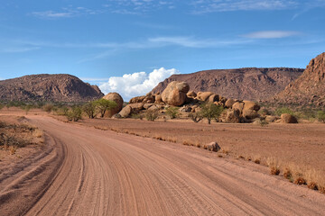 gravel road in damarland, namibia
