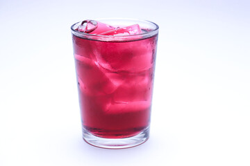 Isolated ice and fruit juices on a white background