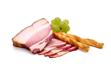 Smoked pork loin, isolated on white background. High resolution image.
