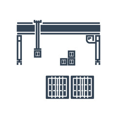 Vector black icon container industrial crane, loading