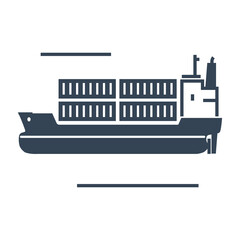 Vector black icon container ship