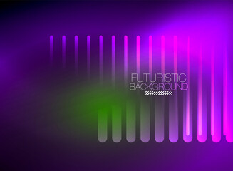 Bright neon color techno abstract background, shiny glowing neon lines in the dark background