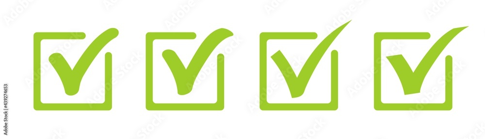 Poster check mark set of green icons. check marks symbol collection. simple check mark. quality sign icon. 