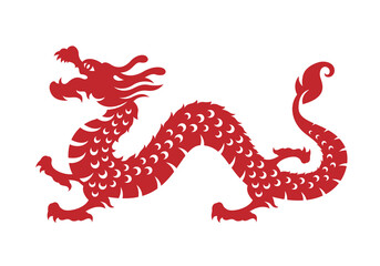 Red Chinese Zodiac Animals Papercutting - china dragon vector design - 439275259