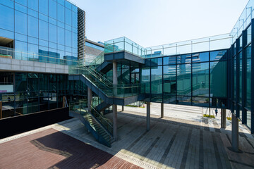 Obraz na płótnie Canvas Financial center square and office building in Ningbo, China