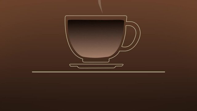 Slick and fun animated line-drawing motion graphic of a coffee cup filling from a jug on a brown background, with the message Back in 15 Minutes, ideal for presentations and corporate training days