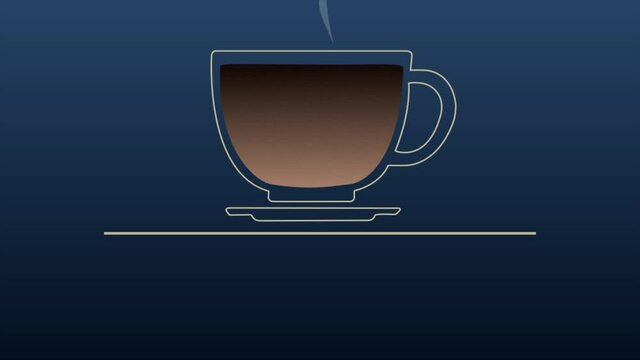 Slick and fun animated line-drawing motion graphic of a coffee cup filling from a jug on a blue background, with the message Who Needs a Coffee?, ideal for presentations and corporate training days