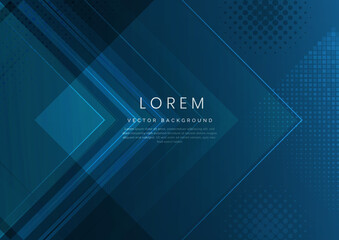 Modern abstract background blue gradient arrow shape overlapping layer with halftone effect.