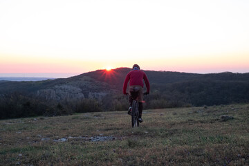 Fototapeta premium Bikepacking in the mountains