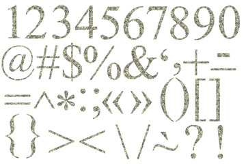 numbers and symbols of dollars