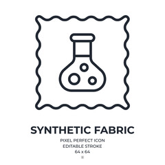 Synthetic fabric editable stroke outline icon isolated on white background flat vector illustration. Pixel perfect. 64 x 64.