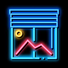 office window neon light sign vector. Glowing bright icon office window sign. transparent symbol illustration