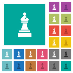 Black chess bishop square flat multi colored icons