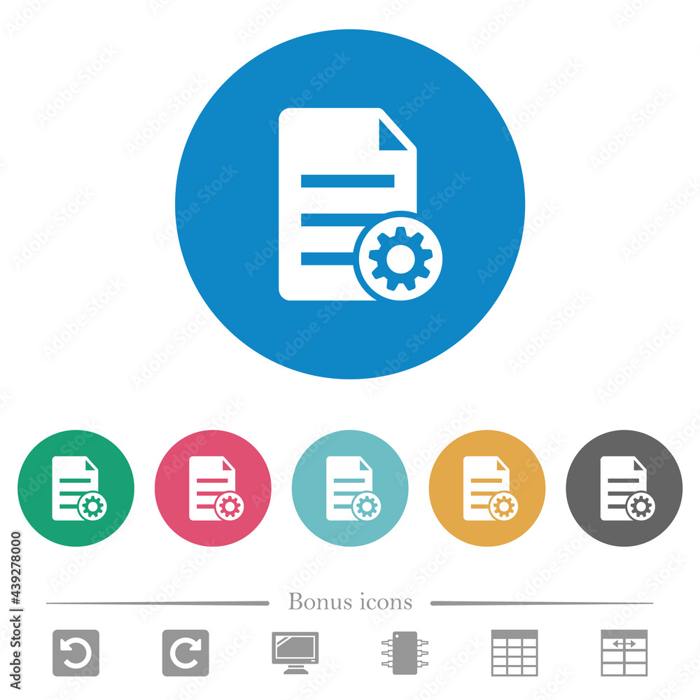 Poster document settings flat round icons
