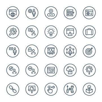 Outline icons for seo & development.