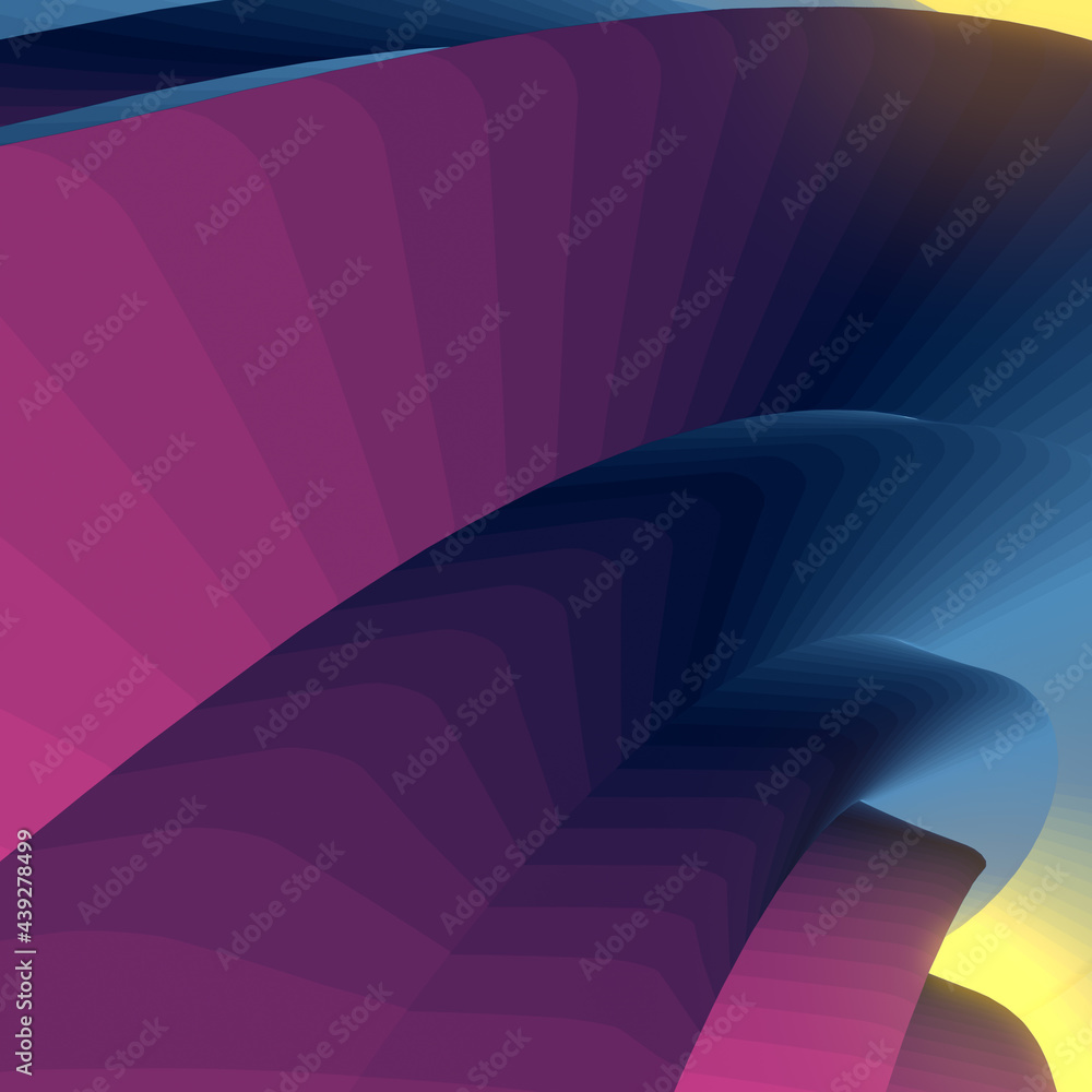 Aufkleber Digital illustration of modern fluid shapes with rainbow gradient. Abstract 3d rendering creative background