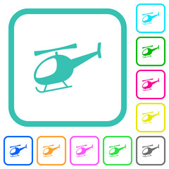 Helicopter silhouette vivid colored flat icons