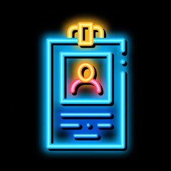 office employee badge neon light sign vector. Glowing bright icon office employee badge sign. transparent symbol illustration