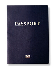 Blank covered digital or microchip navy blue passport isolated on  white background including clipping path.