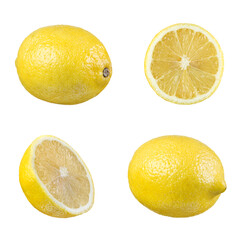 Set of lemons isolated on white background